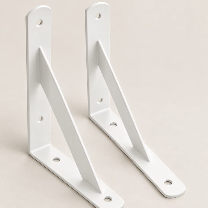 The White Steel Shelf Bracket Pair, Ivory white