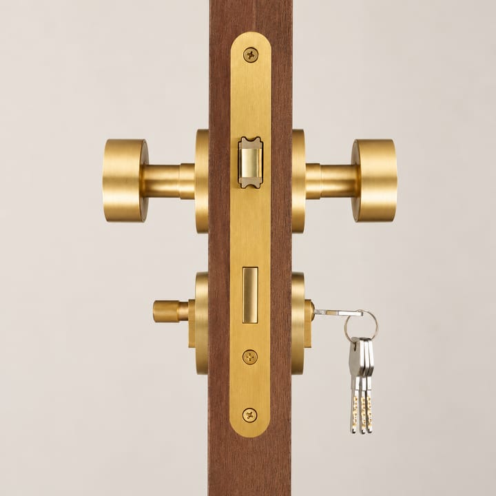 The Solid Brass Mortise Door Knob Set, Matte brass keyed entry