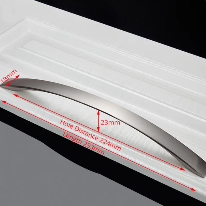 Aluminum Alloy Cabinet Handle and Knob, Curved bar, 8-13/16 in center to center