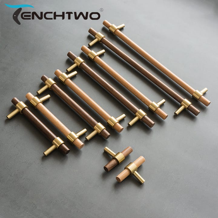 Wood and Brass Cabinet Pull