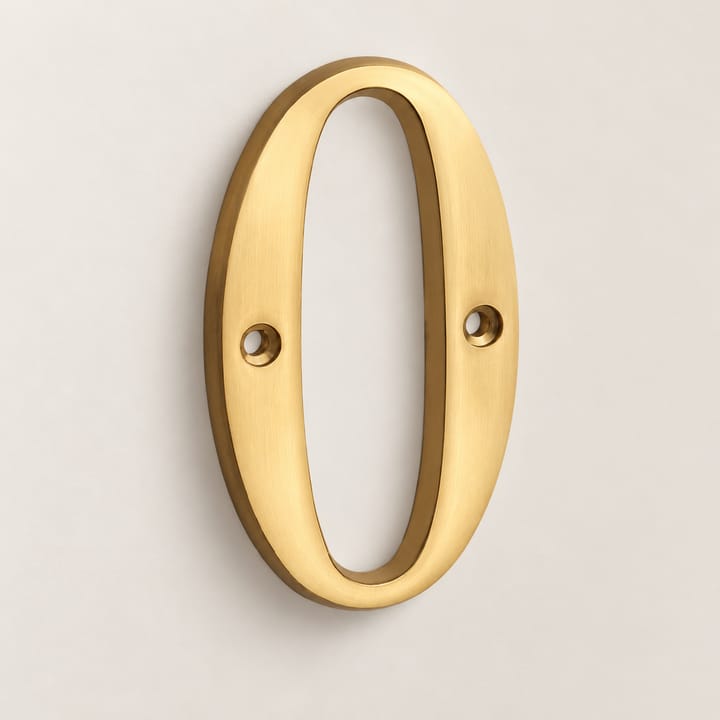 Brass House Number and Letter Sign, Number 0