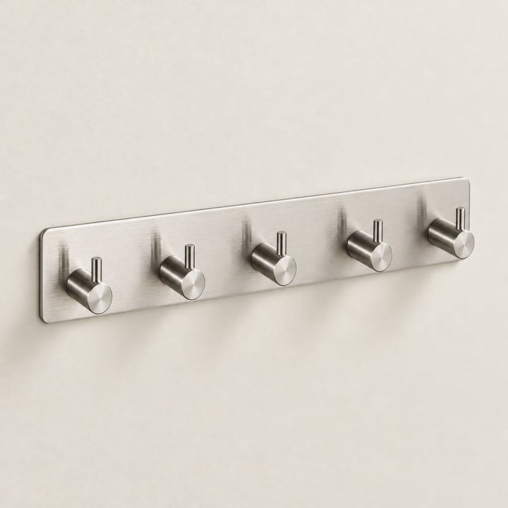 The Press-On Stainless Adhesive Hook, Silver, 5 hooks
