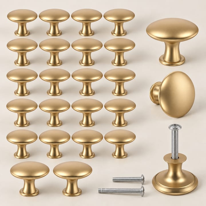 Round Zinc Cabinet Knob, Gold