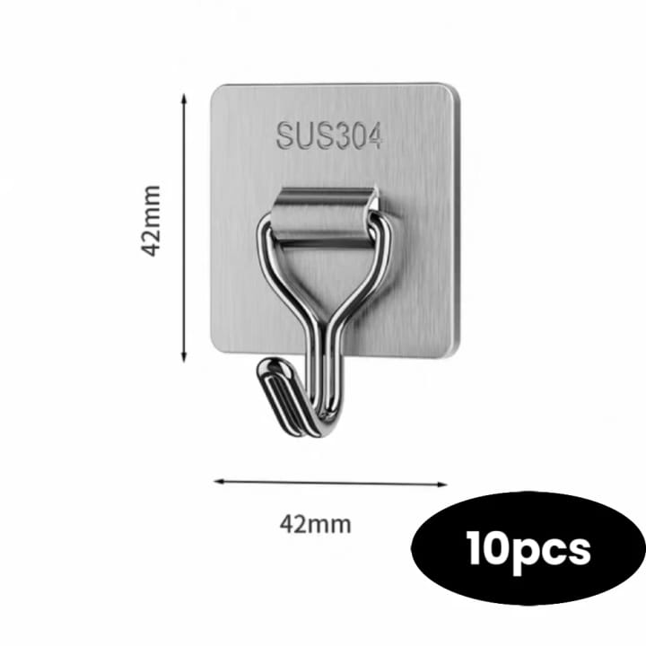 The Low-Profile Stainless Wall Hook, 1-5/8 x 1-5/8 in, pack of 10