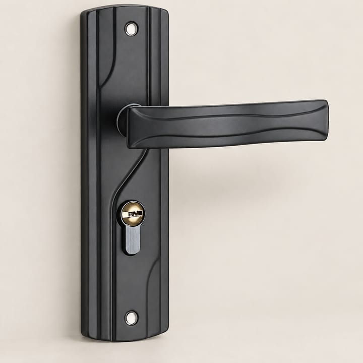 Black Manganese Steel Lever Door Handle Set