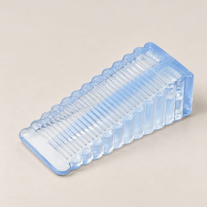 Wedge Floor Door Stop, Transparent blue, 1-1/8 in