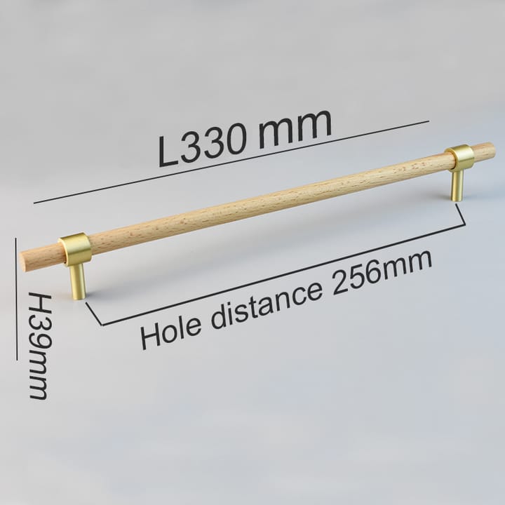 Wood and Brass Cabinet Pull, 10-1/16 in Beech