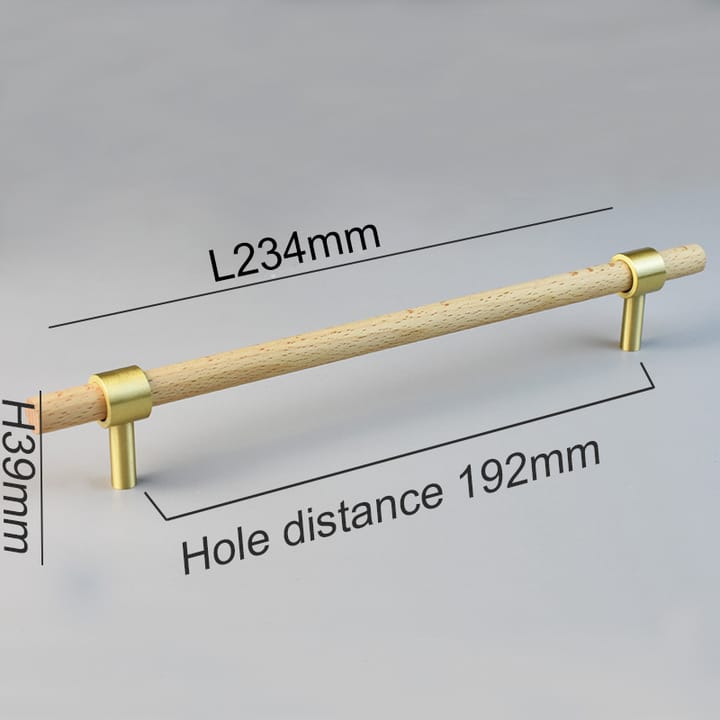 Wood and Brass Cabinet Pull, 7-9/16 in Beech