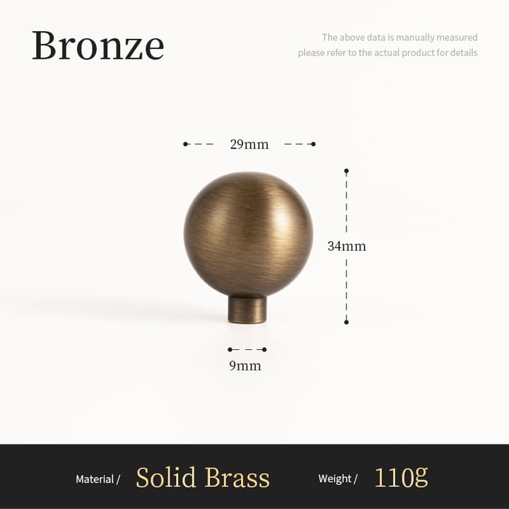 The Antique Bronze Round Brass Cabinet Knob, 1-1/8 in knob with stem, 1-5/16 in tall