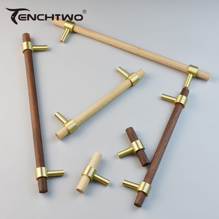 Wood and Brass Cabinet Pull