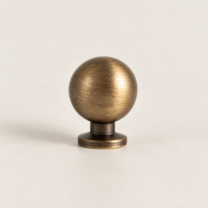 The Antique Bronze Round Brass Cabinet Knob, 13/16 in knob with base, 1 in tall
