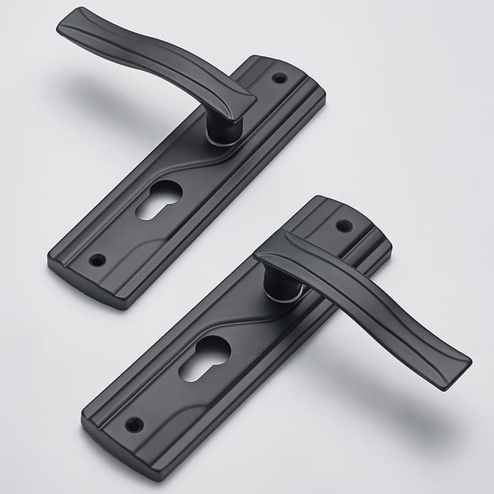 Black Manganese Steel Lever Door Handle Set