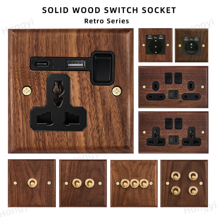 The Walnut and Brass Switch Plate