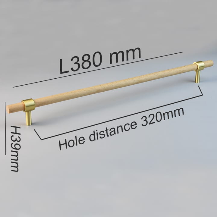 Wood and Brass Cabinet Pull, 12-5/8 in Beech