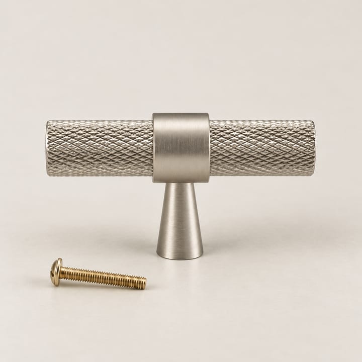 The Knurled Brass Cabinet Knob and Pull, 2 x 1.5 in T-bar