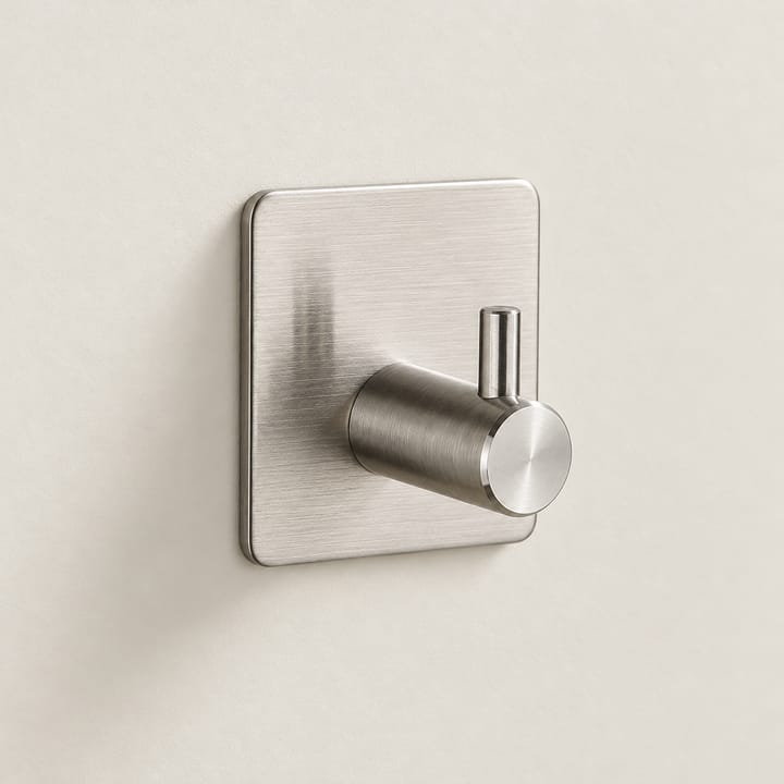 The Press-On Stainless Adhesive Hook, Silver, single