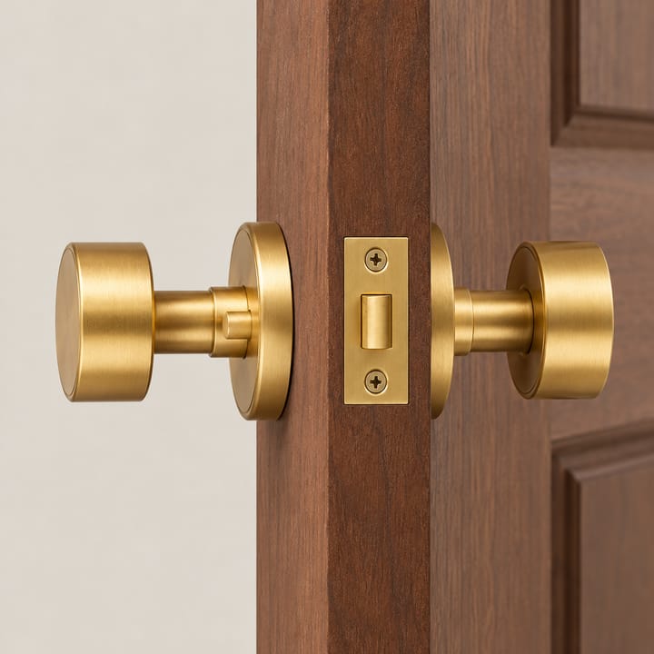 The Solid Brass Mortise Door Knob Set, Matte brass privacy