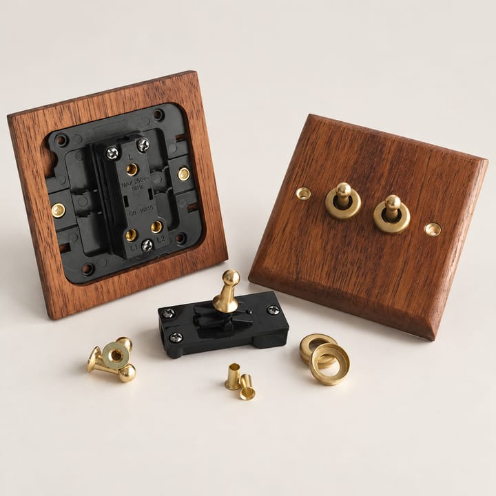 The Walnut and Brass Switch Plate