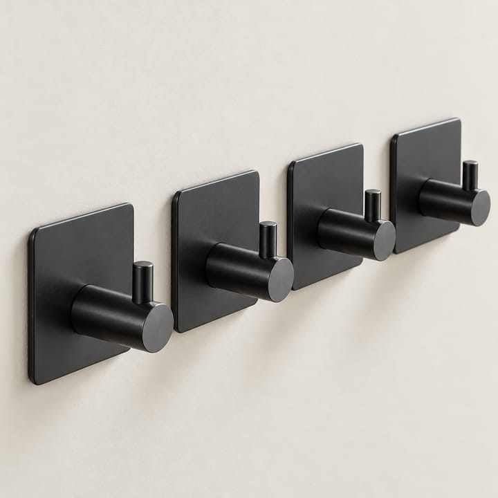 The Simple Adhesive Wall Hook, Black, pack of 4
