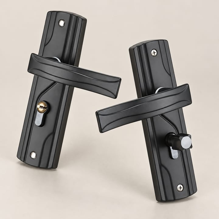 Black Manganese Steel Lever Door Handle Set
