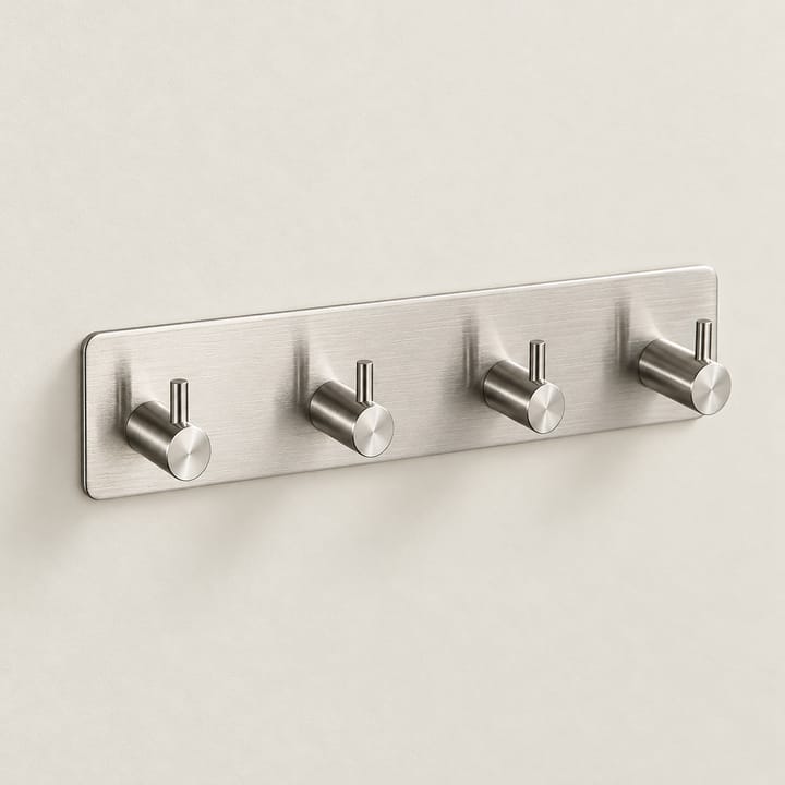 The Press-On Stainless Adhesive Hook, Silver, 4 hooks