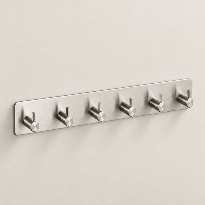 The Press-On Stainless Adhesive Hook, Silver, 6 hooks