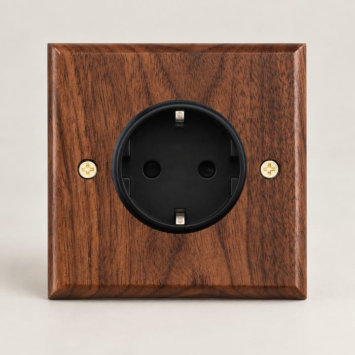 The Walnut and Brass Switch Plate, EU socket