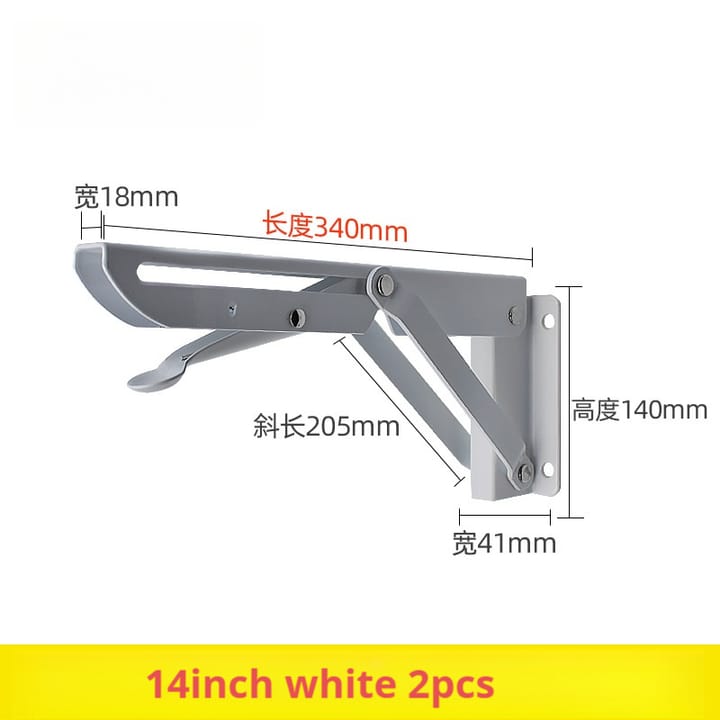 Fold / Swing-Up Stainless Shelf Bracket, 14 in, white