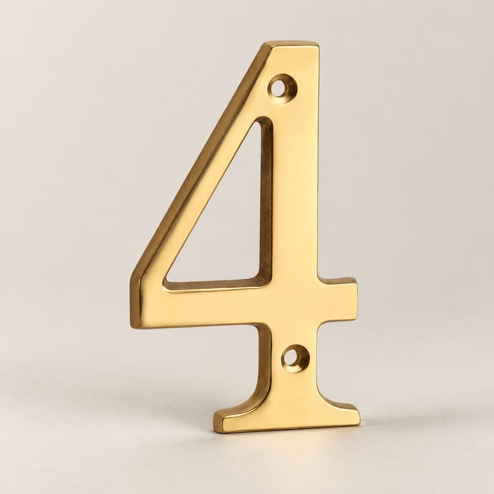 Brass House Number and Letter Sign, Number 4