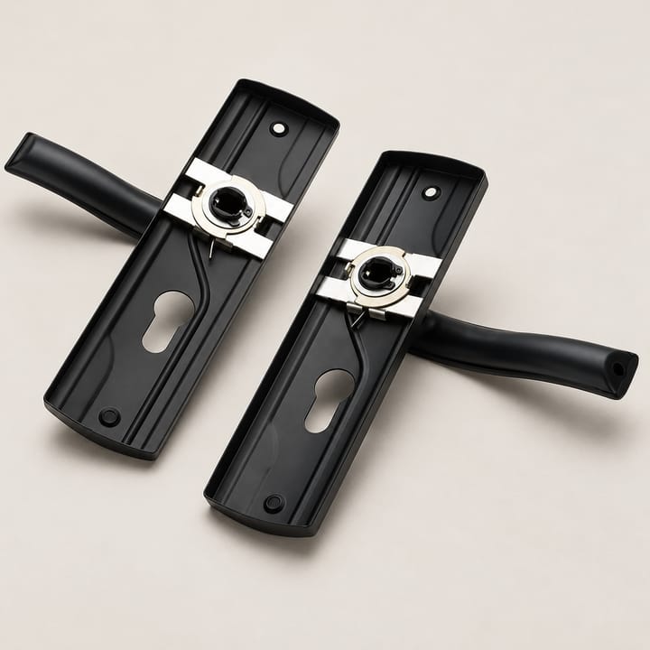 Black Manganese Steel Lever Door Handle Set