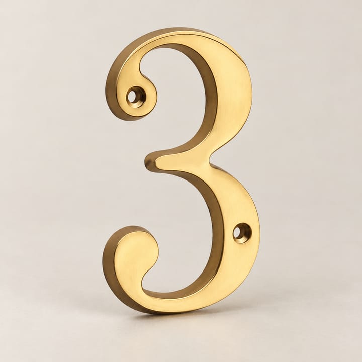 Brass House Number and Letter Sign, Number 3