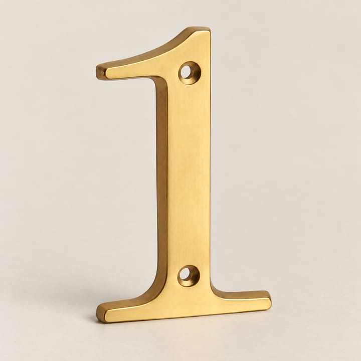 Brass House Number and Letter Sign, Number 1