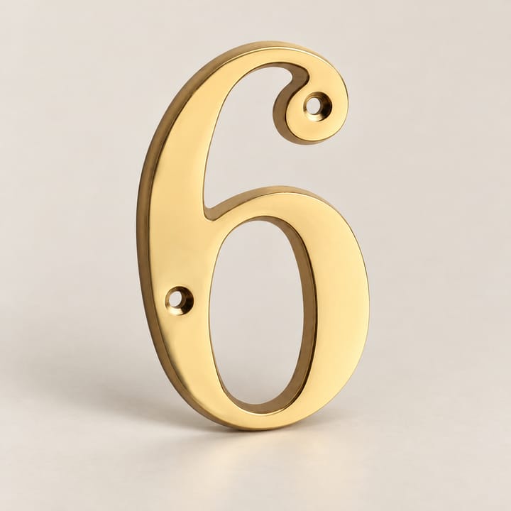 Brass House Number and Letter Sign, Number 6
