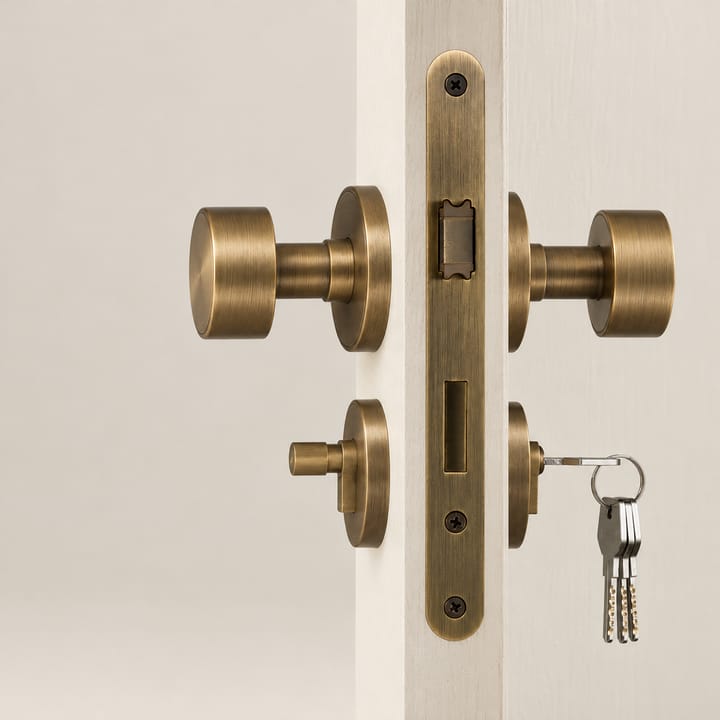 The Solid Brass Mortise Door Knob Set, Antique brass keyed entry