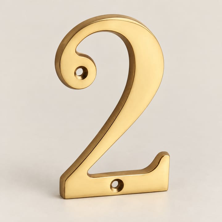 Brass House Number and Letter Sign, Number 2