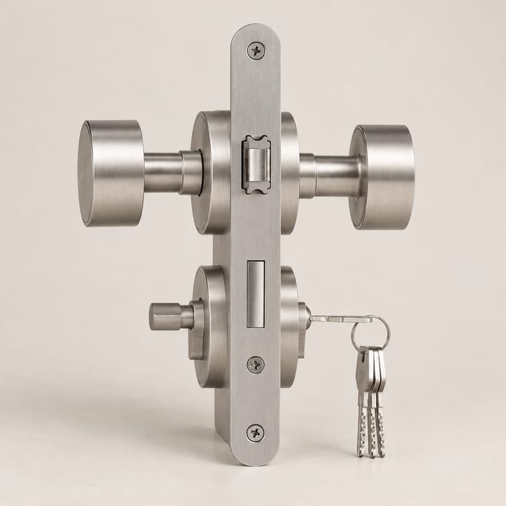 The Solid Brass Mortise Door Knob Set, Brushed nickel keyed entry