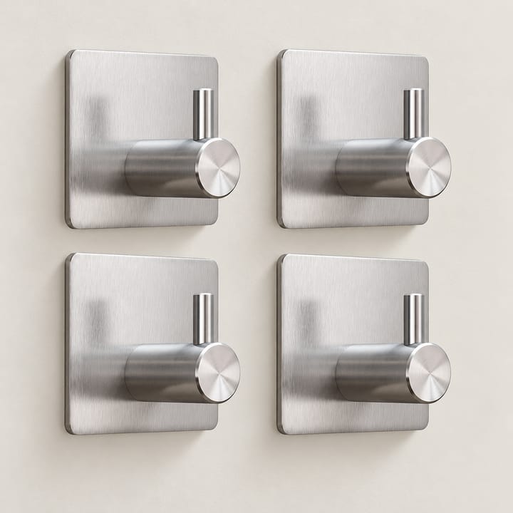 The Simple Adhesive Wall Hook, Silver, pack of 4