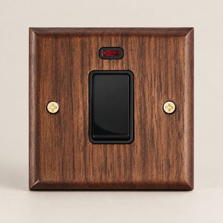 The Walnut and Brass Switch Plate, 20A switch
