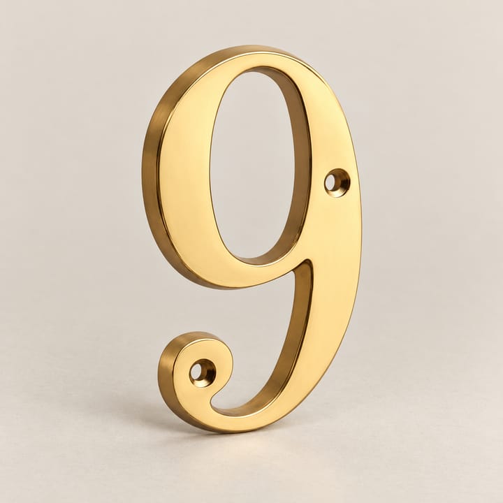 Brass House Number and Letter Sign, Number 9