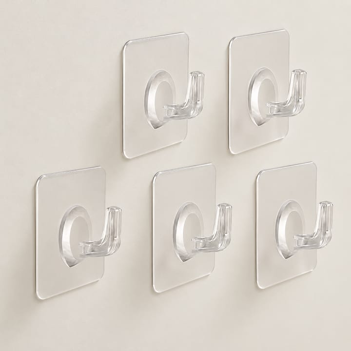 The Clear Adhesive Wall Hook, Pack of 5