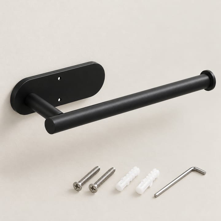 The Adhesive Toilet Paper Holder, Black, 13 in