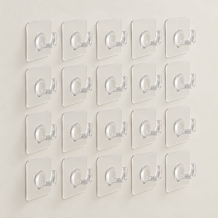 The Clear Adhesive Wall Hook, Pack of 20