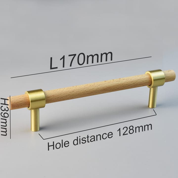 Wood and Brass Cabinet Pull, 5 in Beech
