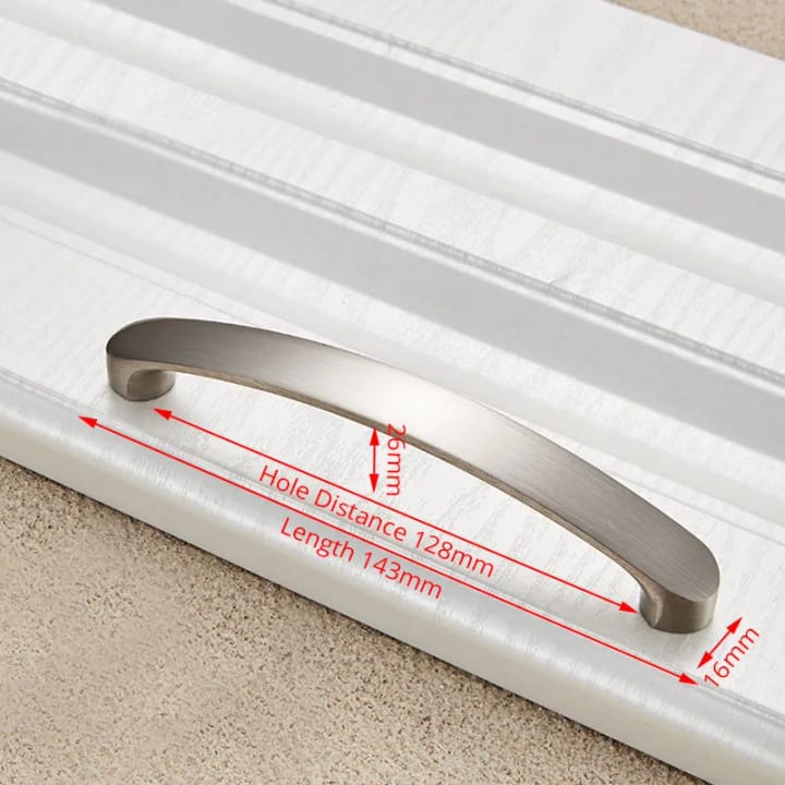 Aluminum Alloy Cabinet Handle and Knob, Curved bar, 5-1/16 in center to center