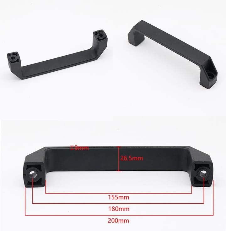 Black Nylon Pull Handle, 7-1/16 in hole spacing