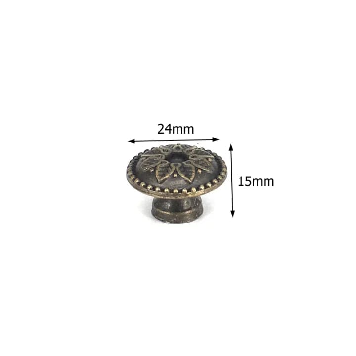 Heritage Antique Bronze Cabinet Knob, Floral with dots, 1 in
