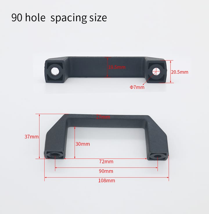 Black Nylon Pull Handle, 3-9/16 in hole spacing