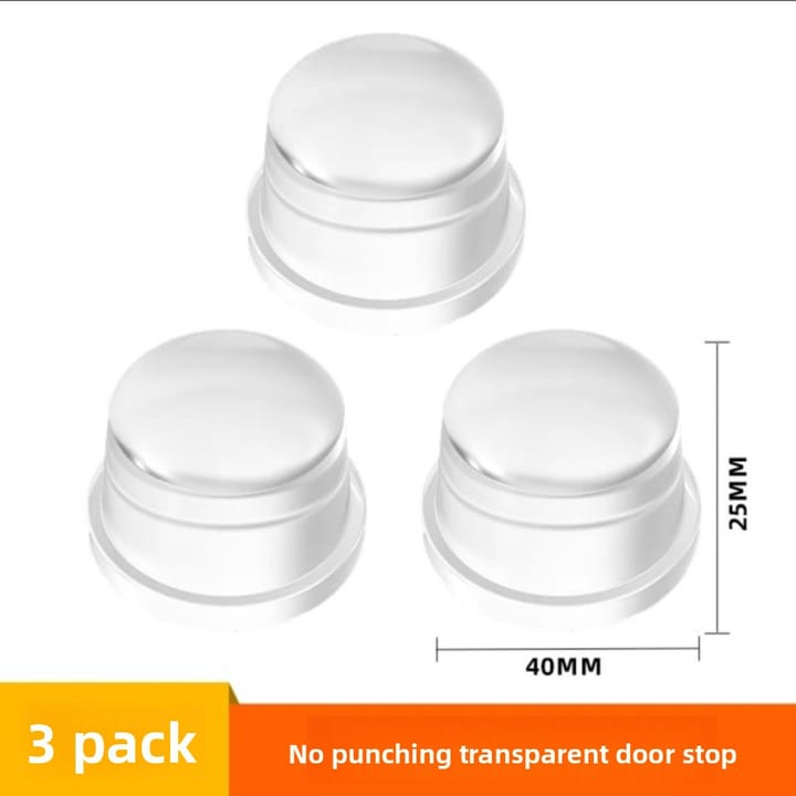Clear Silicone Floor Door Stop, Pack of 3