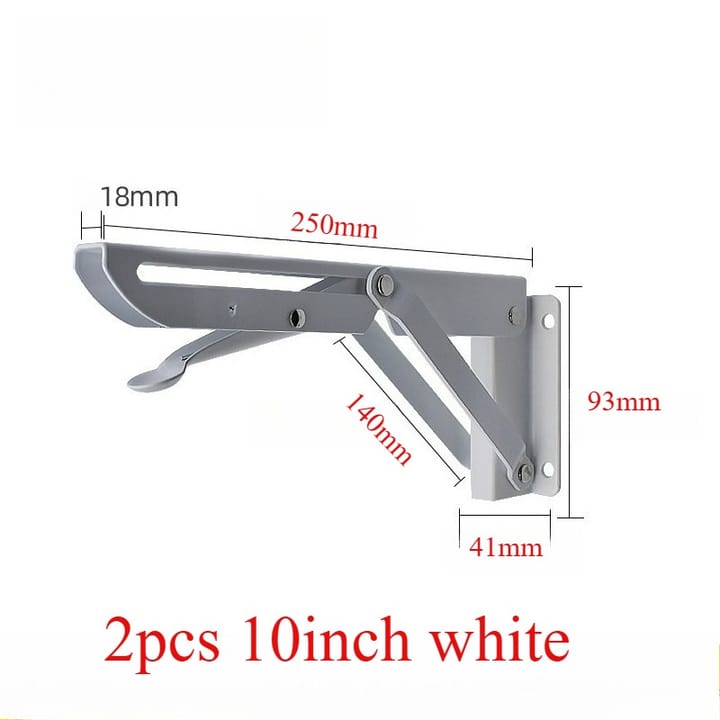 Fold / Swing-Up Stainless Shelf Bracket, 10 in, white
