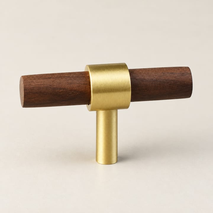 Wood and Brass Cabinet Pull, 2-3/8 in Black walnut